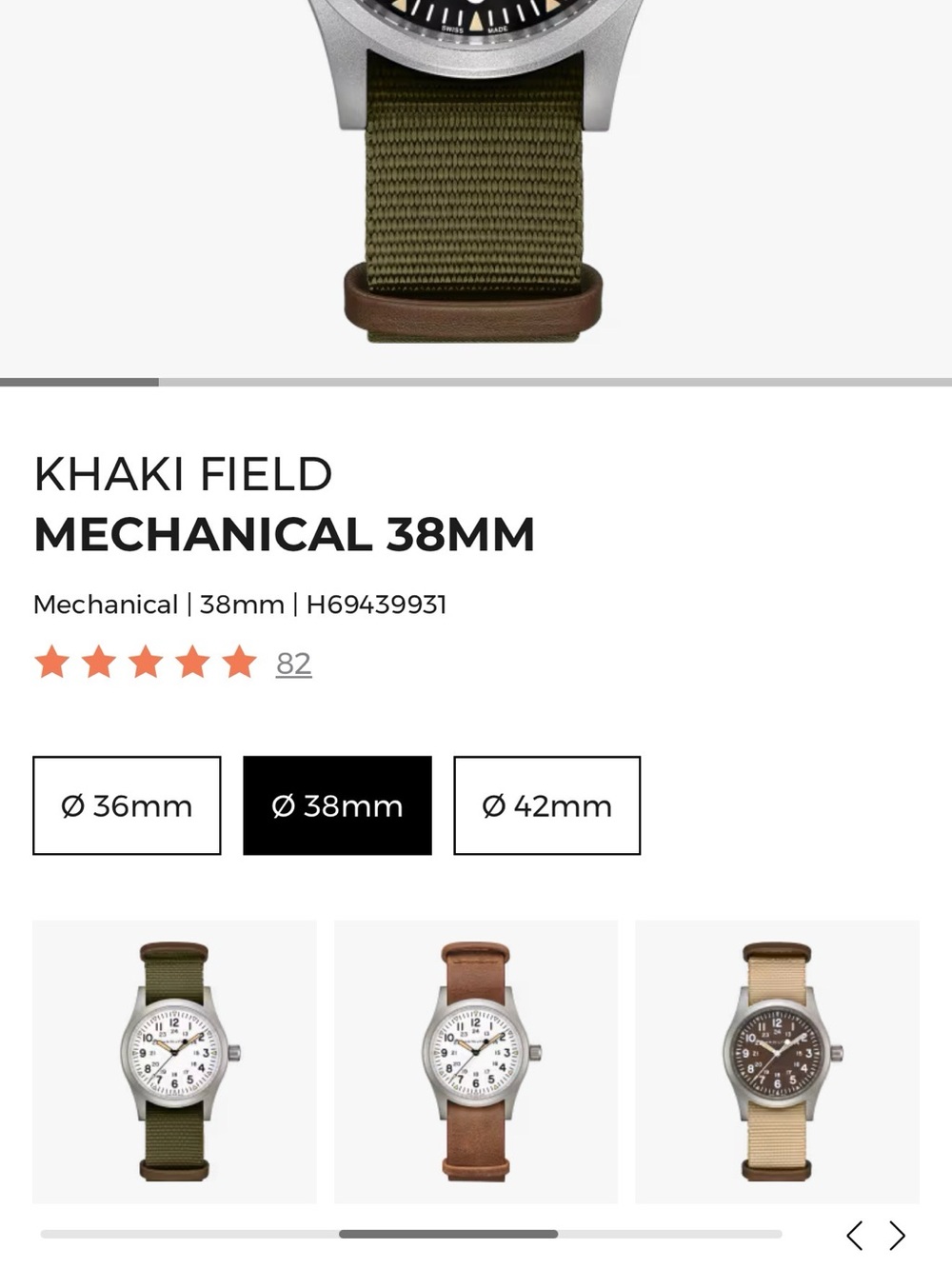 Hamilton Khaki Field Mechanical 38MM Watch Matte Stainless with NATO Strap - Picture 5 of 5